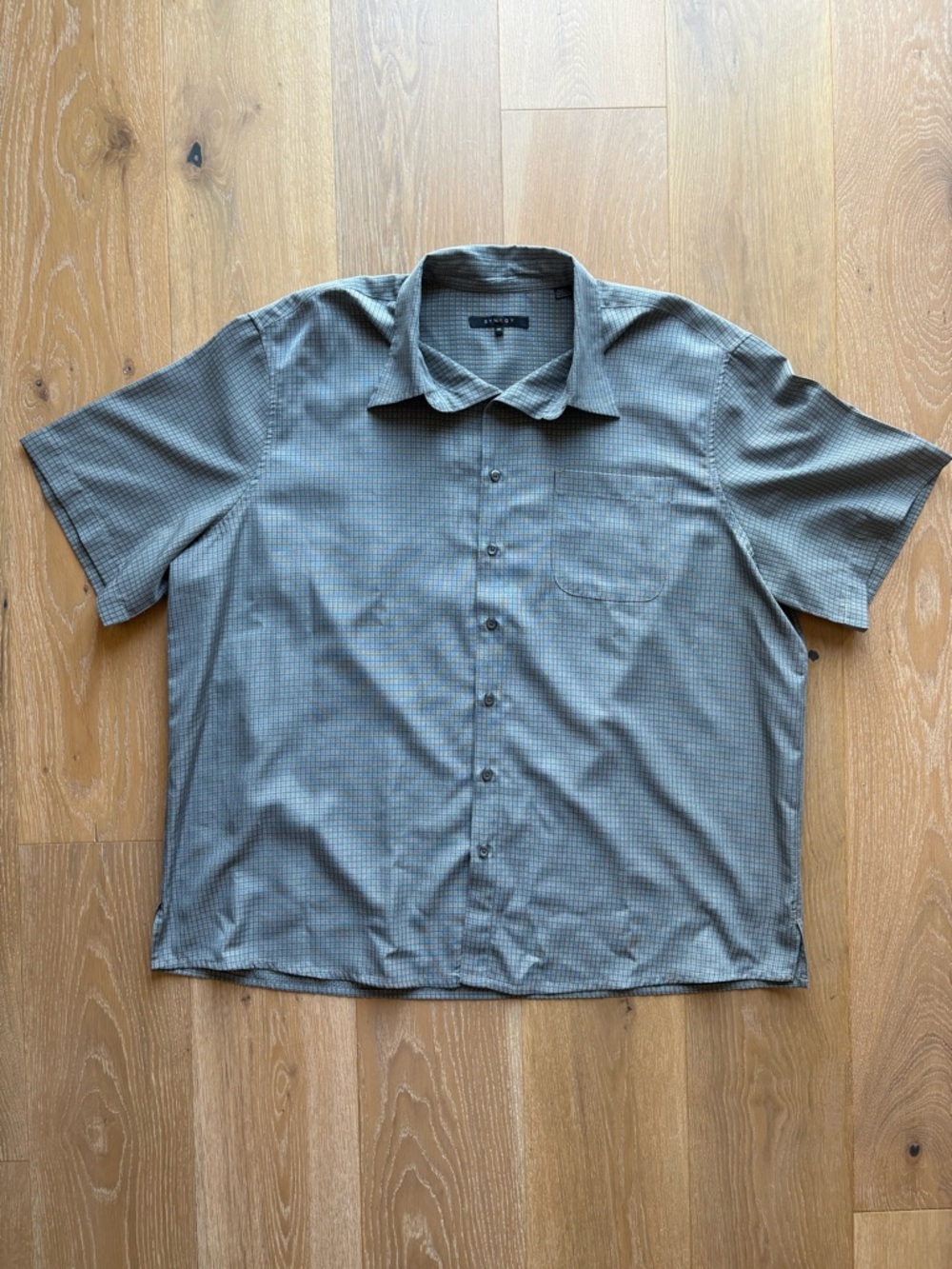 Synrgy Classic Gray Mens Short Sleeve Button Up Shirt Size XXL 2XL